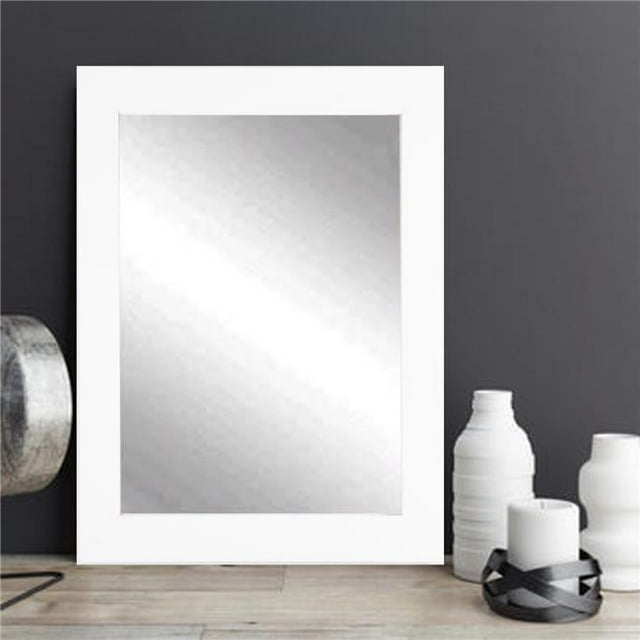 American Made Pur Blanc Encadré Miroir Mural 32 x 38 Po. BM003L