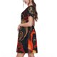 thumbnail image 2 of Balery Fiery Floral Pattern Vestidos sueltos de manga corta para mujer, vestidos de verano 2025, vestidos casuales de corte A con vuelo., 2 of 6