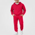 thumbnail image 2 of Vornjynx Boys 2 Piece Outfit (2-14) Fleece Lined Hooded Sweatshirt with and Leg Tied Sweatpants Set Sporty Red, 2 of 7
