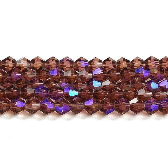 20Strand Transparent Electroplate Glass Beads Strands AB Color Plated Faceted Bicone Medium Purple 2.9~3.3x2.5mm Hole: 0.7mm about 145~150pcs/strand 16.34~16.54 inch(41.5~42cm)