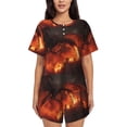 thumbnail image 1 of Fotbe Fiery Dragons Castle Attack Conjunto de Pijama Estampado para Mujer, 2 Piezas, Ropa de Dormir con Camiseta de Manga Corta y Shorts Suaves-Large, 1 of 6