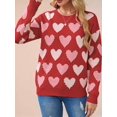 thumbnail image 2 of Women Long Sleeve Sweater Autumn Crew Neck Dressy Casual Soft Knit Pullover Tops Trendy Red L, 2 of 5