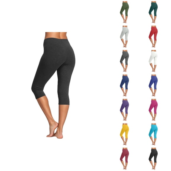 Capri Leggings for Women Spring Summer Elastic Mid Waist Slim Fit Stretchy Lifting Workout Yoga Pants Capris