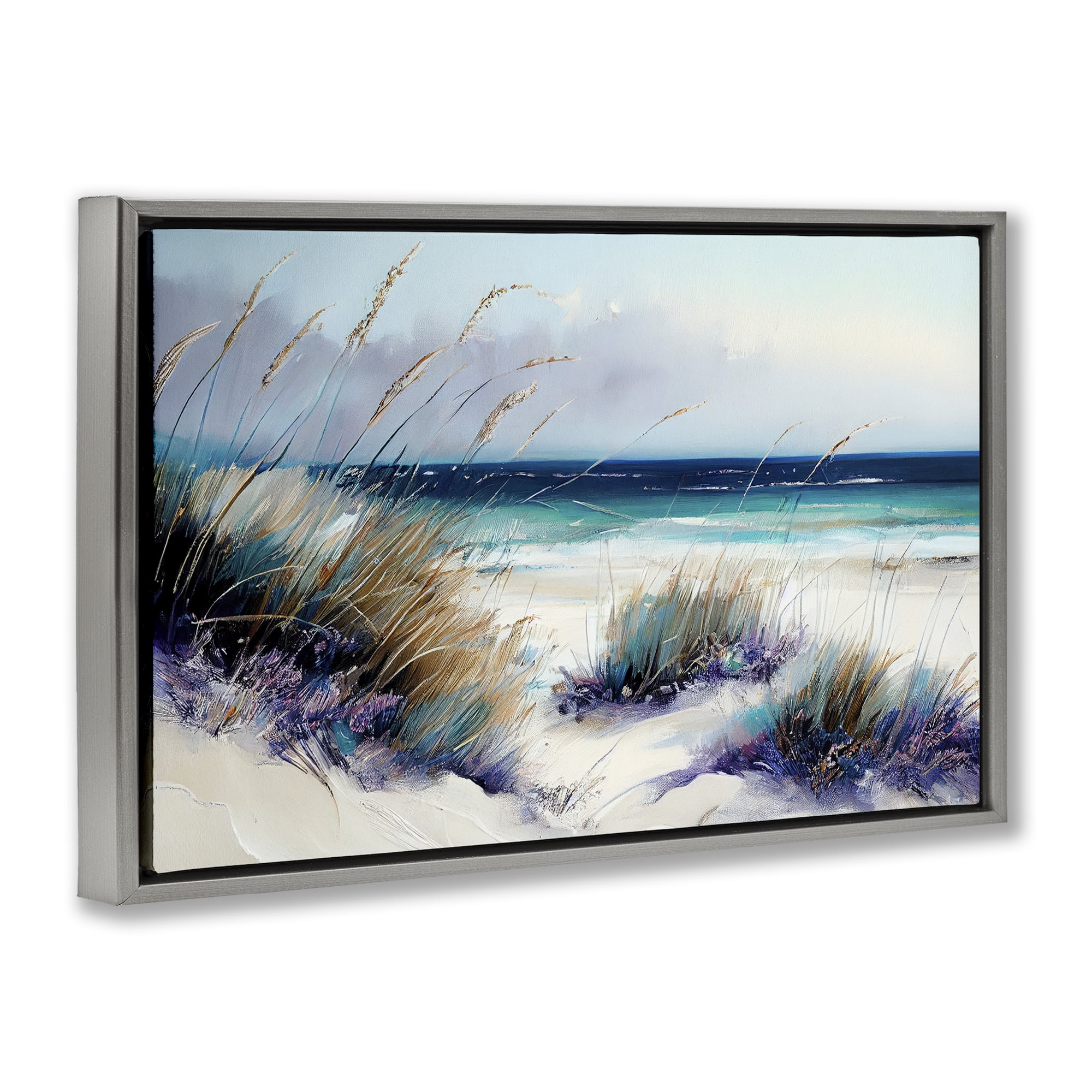 Euphoria Beach Dunes Gray Framed Floater Canvas Wall Art, design by Sasha