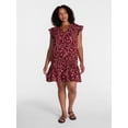thumbnail image 2 of Time and Tru Women's Double Cloth Mini Dress with Flutter Sleeves, Sizes XS-XXXL, 2 of 6