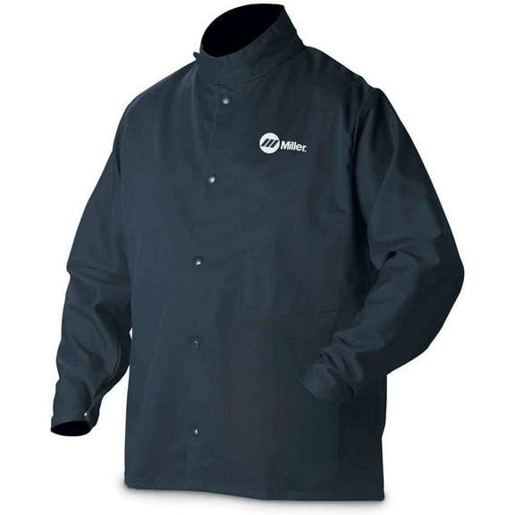Welding Jacket, Navy, Cotton/Nylon, 2XL