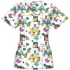 Women's Fashion Collection Froggy Friends V-Neck Printed Scrub Top