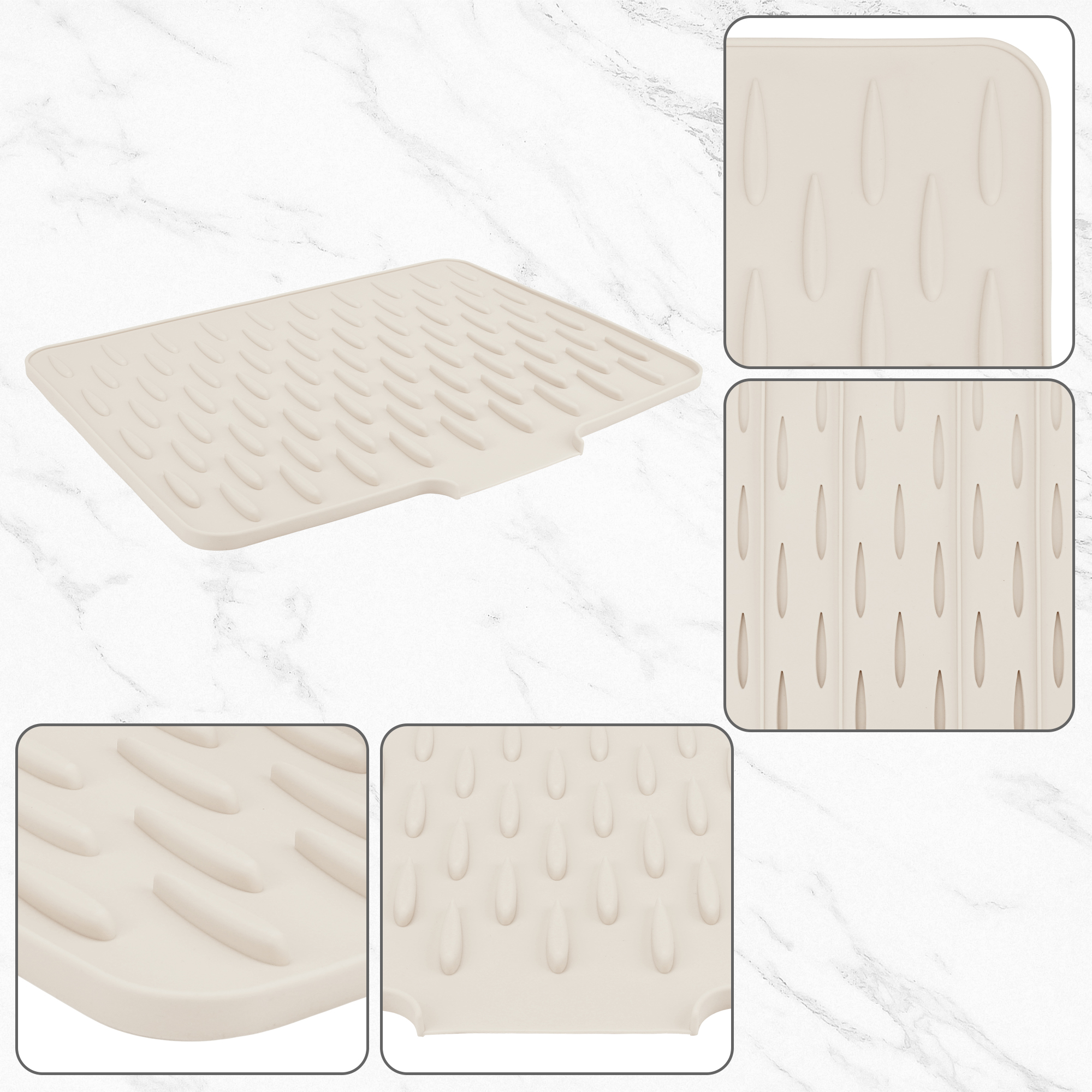 Unique Bargains Multi-Functional Dish Drying Mat for Kitchen Beige