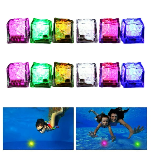12Pcs Light up Diving Pool Toys Colorful LED Ice Pieces Swimming Dive Throw Toy Set Bath Toys for Pool Use Pool Party Favors
