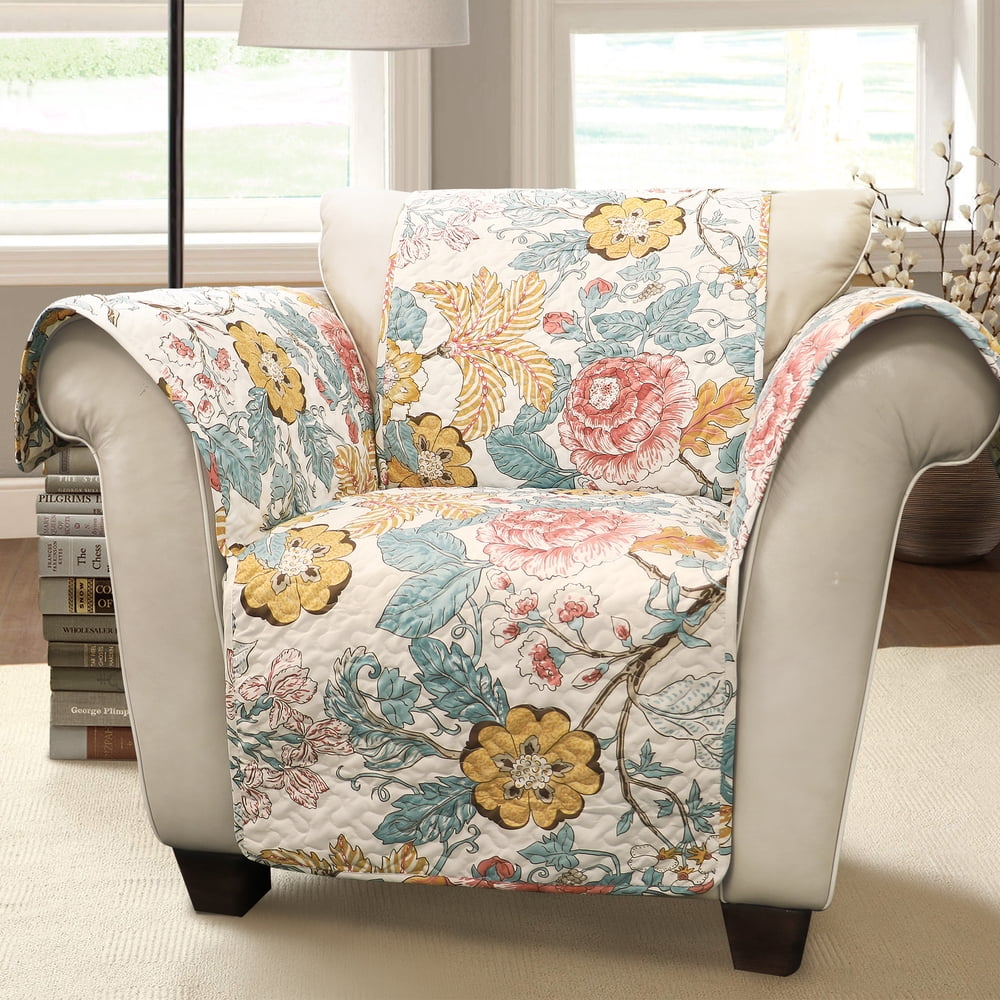 Lush Decor Sydney Single Arm Chair Furniture Protector, Blue/Yellow