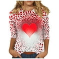 thumbnail image 2 of VKOYWKM Womens Valentine's Tops 3/4 Length Sleeve Women Tops Heart Graphic Tees Valentine Gift Top Casual Crew Neck Holiday Tunic Blouses, 2 of 5