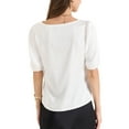 thumbnail image 3 of Blusa de satén de media manga con escote corazón para mujer, edición INSPIRE CHIC, XS, blanca, 3 of 6