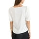 thumbnail image 3 of Blusa de satén de media manga con escote corazón para mujer, edición INSPIRE CHIC, XS, blanca, 3 of 6