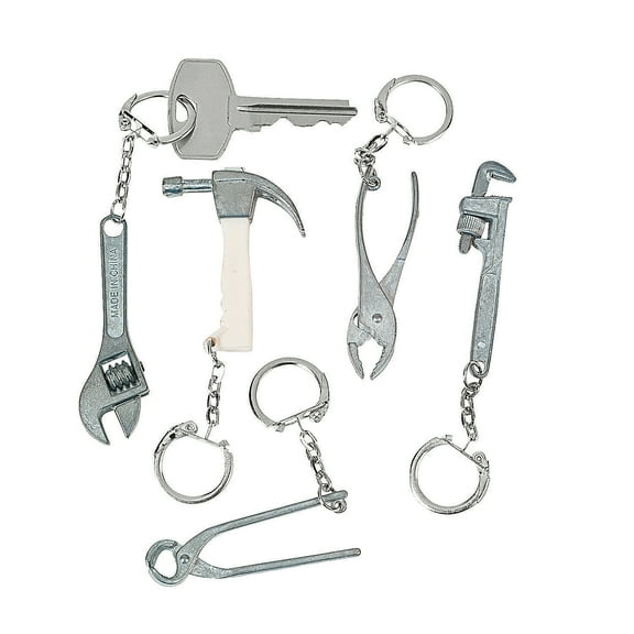 Metal Tool Key Chains - 12 Pieces