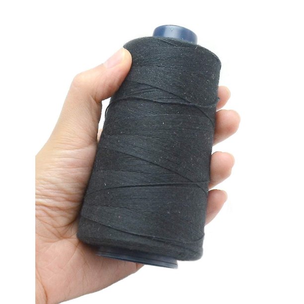 Hilo de tejido negro 100 % poliéster para hacer pelucas, coser extensiones de cabello, 1 unidad (1 unidad, negro)