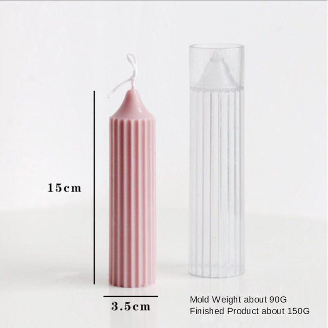Molde de vela de acrílico de fácil desmoldeo, cilindro cónico de columna a rayas grandes, decoración del hogar, adornos de boda, regalos de bricolaje