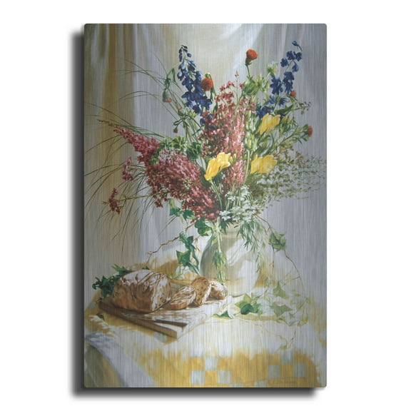 Luxe Metal Art 'The smell of bread in the morning' by Robin Anderson, Metal Wall Art, 12"x16"