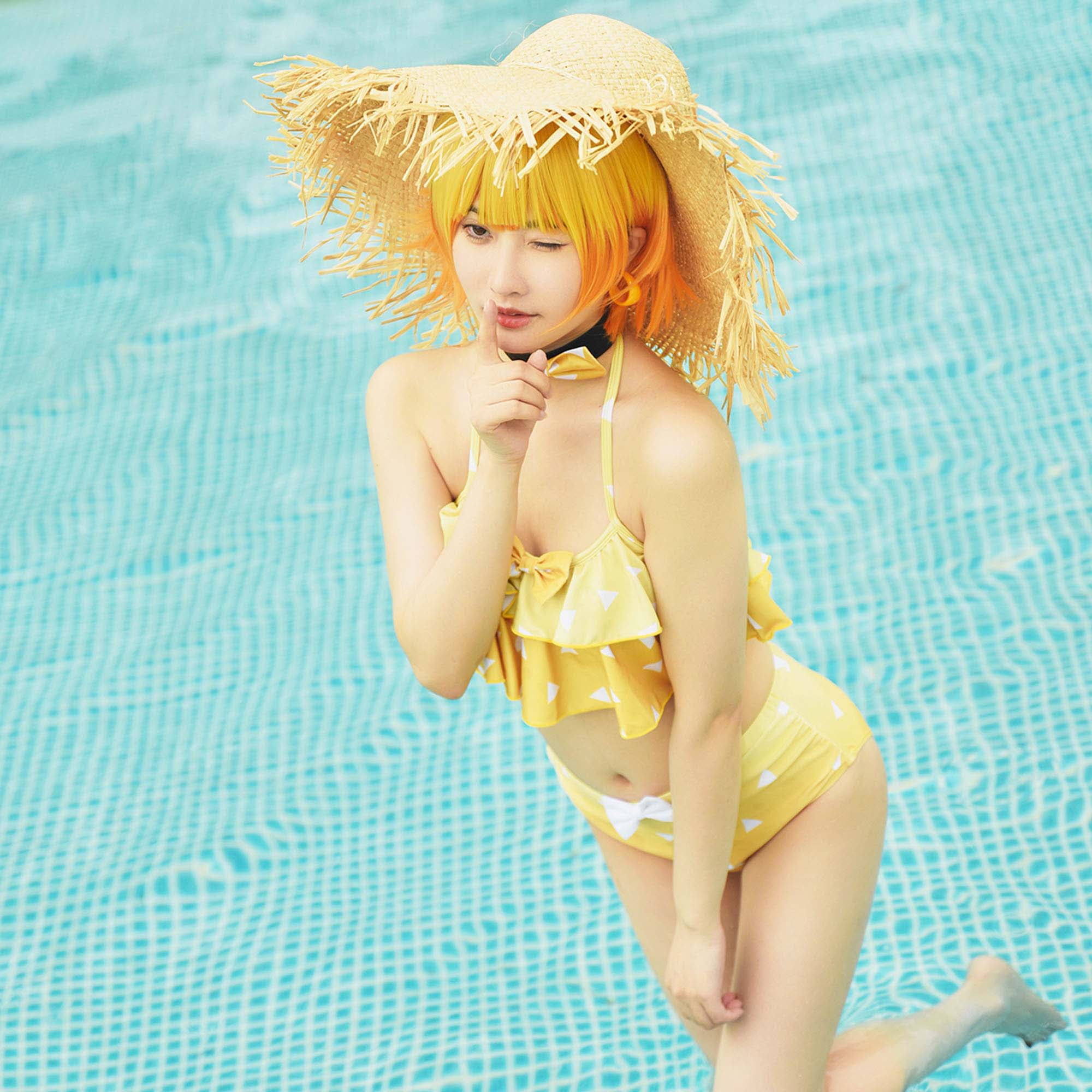 Women Two Piece Camisole Bikini Split Swimsuit Anime Swimwear Beach Bathing  Suit