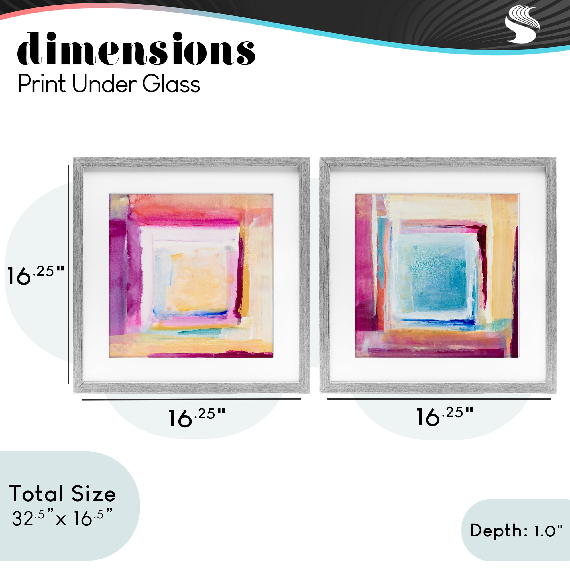 Stupell Industries Pink & Yellow New Day 2 Piece Gray Framed Print Under Glass Set, design by Lanie Loreth