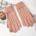 thumbnail image 4 of Besolor Winter Warm Gloves for Women, Thermal Cable Knit Elastic Cuff Gloves for Cold Weather, Touchscreen Fingers, 4 of 5