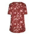 thumbnail image 5 of Lydiaunistar Hauts de Printemps pour Femmes Grande Taille Manches Courtes Col Rond Blouse en Polyester Imprimé T-Shirt, Léger Doux pour Usage Quotidien pour Femmes Rouge, 5 of 5