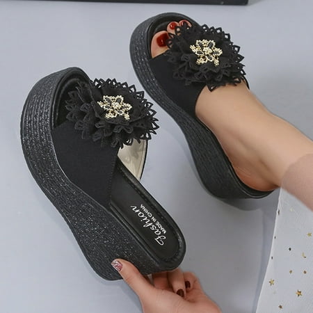 

HIBRO Womens Fashion Wedges Open Toe Knot Beach Shoes Roman Slippers Sandals