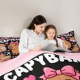thumbnail image 4 of Erosebridal Girl Likes Capybara Twin Bedding Sets, Kids Stars Leaf Bedding Comforter Set, Black Pink, 7-Piece, 4 of 7