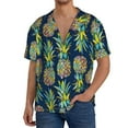thumbnail image 2 of Picia Colorful Pineapples Men's Linen Shirts Short Sleeve Cuban Beach Shirts Casual Shirts Button Down Shirt for Men Beach Summer Wedding Shirt-Large, 2 of 7