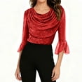 thumbnail image 4 of Mifsaly Christmas Womens Sequin Top Xmas Ruffle 3/4 Sleeve Glitter Top Loose Tunic Party Elegant Cowl Neck Blouse Work Travel Fashion Shirts Festival Holiday Outfits 2025, 4 of 6