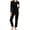 Black, variant on REDESS Womens Pajama Sets, Ribbed Knit 2 Piece Matching Loungewear, Long Sleeve Crew Neck Top & Drawstring Waist Pants, Casual Lounge Sets for Women Sleepwear, S‑XXL