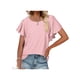 thumbnail image 1 of Txlixc Tops de mujer, cuello redondo con volantes, manga corta, ganchillo, hueco, suéter suelto, camiseta de color sólido Txlixc Moda, 1 of 6