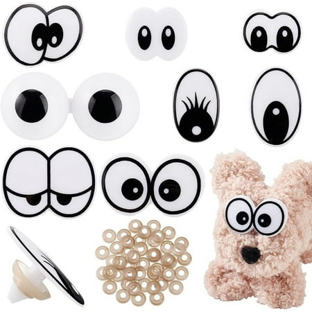 AHADERMAKER 8 Styles Cute Plastic Craft Safety Eyes with Spacer Craft Eyes Mixed Color Oval Eye Patch for DIY Sewing Craft Puppet Bear Making Colorful DIY