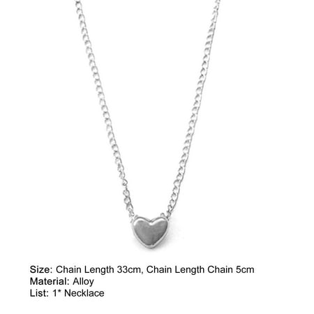 

Women Necklace Solid Color Stainless Elegant Heart Shape Neck Chain Birthday Gift