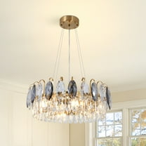 Gold Chandelier French Crystal Chandeliers, 6-Light Modern Luxury Ceiling Light Fixture for Dining Living Room, Bedroom, Kitchen Island, Bathroom, Foyer, 23.6" W