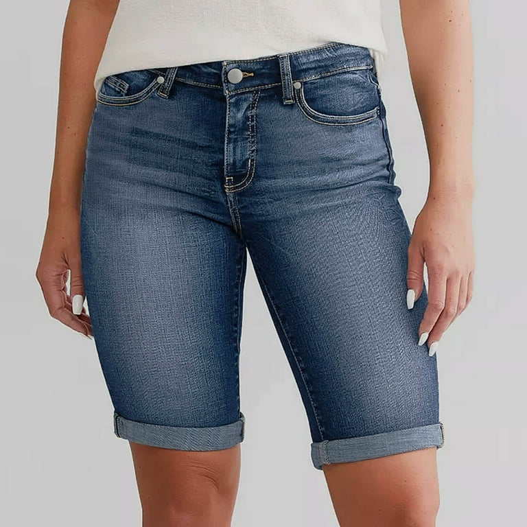 Bwdbhd Shorts Women Jeans Shorts Women Knee-Length Shorts Denim