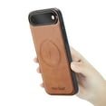 thumbnail image 3 of Phone Case for iPhone Air, Compatible with MagSafe, PU Leather Back Case, Vintage Protective Ultra Slim Shockproof Classic Durable Magnetic Phone Case for iPhone Air, Brown, 3 of 5