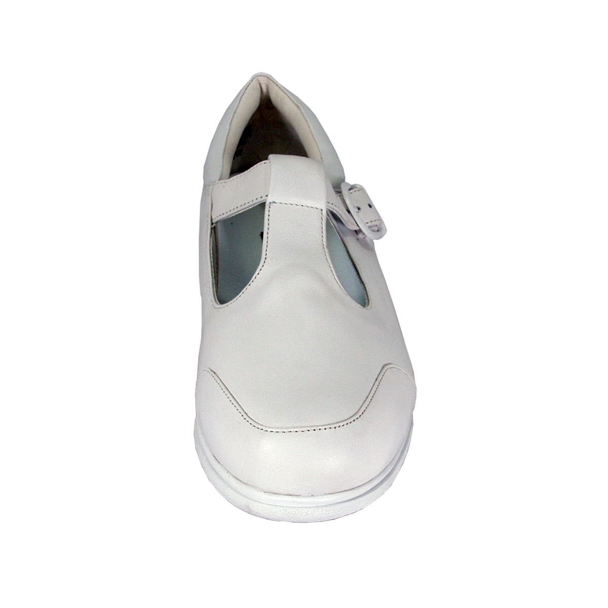 24 HOUR COMFORT Aileen Wide Width Classic Leather Comfort Slip On Shoes with Buckle WHITE 12