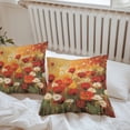 thumbnail image 5 of Retro Floral Outdoor Pillow Covers Pack of 2 Red White Poppy Flowers Lawn Oil Painting Waterproof Throw Pillow Covers Decorative Cushion Cases for Patio Garden Tent Balcony Couch 16x16 inch, 5 of 8