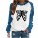thumbnail image 2 of Puntoco Moda Mujer Halloween Esqueleto Impreso Blusa De Manga Larga Cuello Redondo Casual Pullover tops Sweatershirts Puntoco Puntoco-7613, 2 of 6