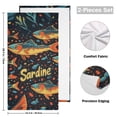 thumbnail image 4 of Yayeee Hand Towels for Bathroom Set of 2 Quick Dry Super Absorbent Soft Hand Shower Towels, 28" x 14", Black Sardines Pattern, 4 of 8