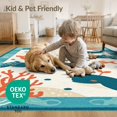 thumbnail image 4 of ODIKA 8'x10' Washable Area Rug Whale And Sea Turtle Cartoon Ocean Animal With Nautical Border for King Size Bedroom Under Bed, Master Suite, Non-Shedding, Easy Care, 4 of 7