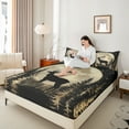 thumbnail image 4 of Manfei Farmhouse Deer Elk Queen Sheet Sets, Woodland Animal Flat Sheet, Teens Boys Girls Kids Queen Fitted Sheet, Ultra Soft Home Decor, 4pcs, 4 of 7