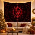 thumbnail image 3 of Anthropomorphic Sun and Moon Face Against Black, Mystical Illustration for Occult Enthusiasts, Sacred Geometry Decor, Halloween Gift, Tapestry Wall Hanging for Bedroom and Living Room, 3 of 7