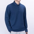 thumbnail image 2 of miqiqism Mens Knit Shirts Long Sleeve Casual Sweaters Shirt Lapel Collared Neck Sweater Trendy Pullover Solid Color Blouses Button Down Tee Clothes,Dark Blue,4X-Large, 2 of 6