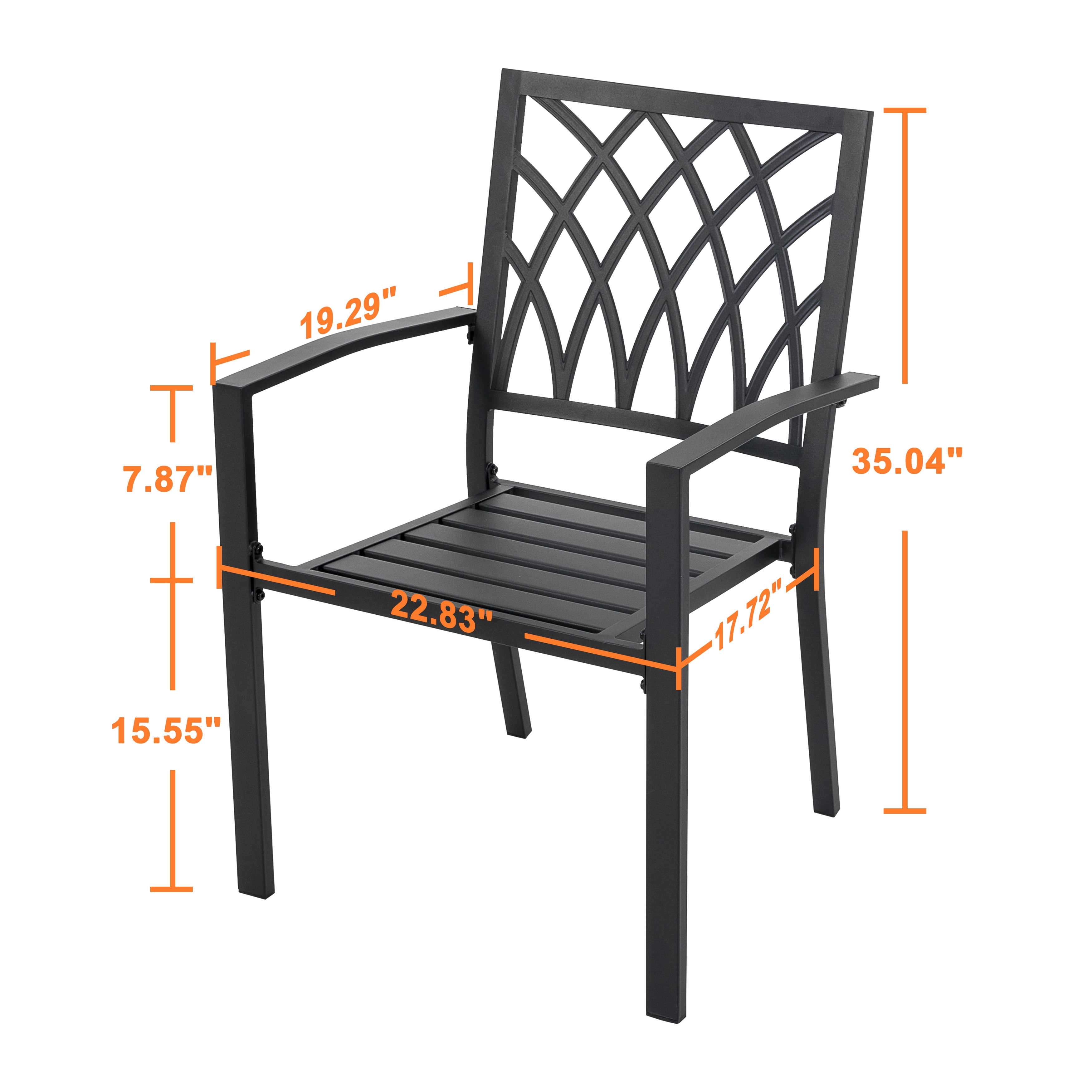Nuu Garden Patio Outdoor Dining Chairs Set of 4, Portable Patio Dining Chairs, Stackable Patio Chairs Metal Chairs for Backyard Lawn Deck Poolside Porch Bistro, Black