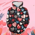 thumbnail image 3 of XIAONU Men's Valentine's Day Graphic Pullover Hoodie Casual Trendy 3D Digital Print Sweatshirt, 3 of 3