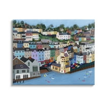 Stupell Industries Seaside City Neighborhood Streets Graphic Art Gallery Wrapped Canvas Print Wall Art, Design by Carla Daly