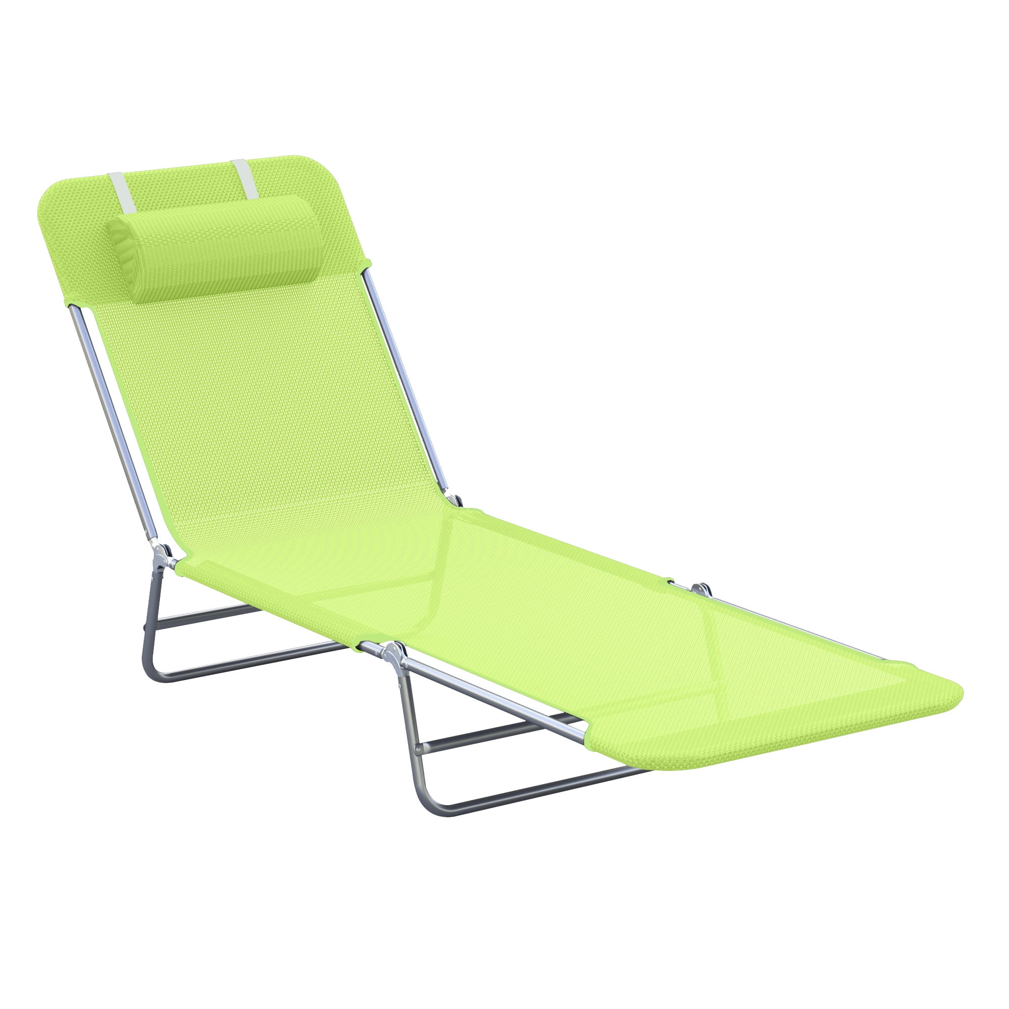 Outsunny Folding Chaise Lounge Pool Chairs Outdoor Sun Tanning Chairs with Pillow Reclining Back Steel Frame Breathable Mesh for Beach Yard Patio Blue Walmart