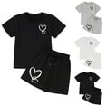 thumbnail image 5 of Hienoo Girls Outfits Heart Print Cotton Short Sleeve T-Shirt and Shorts Set, Sizes 3-10, 5 of 6