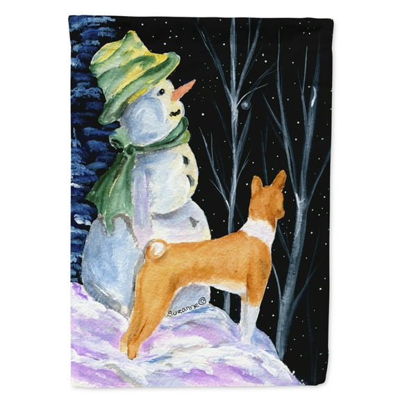 Caroline's Treasures SS8556-FLAG-PARENT Snowman with Basenji Flag, , multicolor